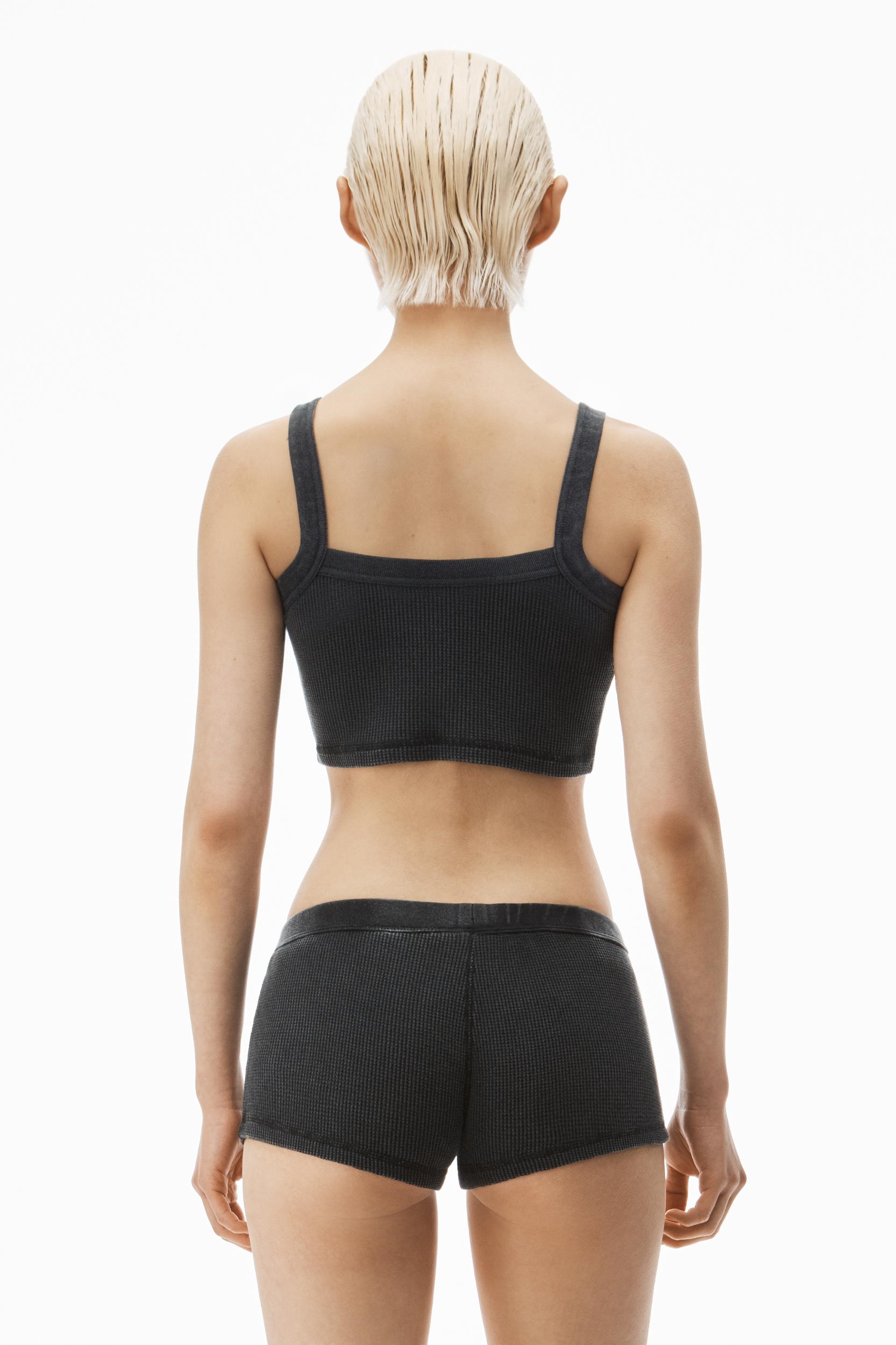 Cropped Camisole In Waffle-knit Cotton Stretch Product Image