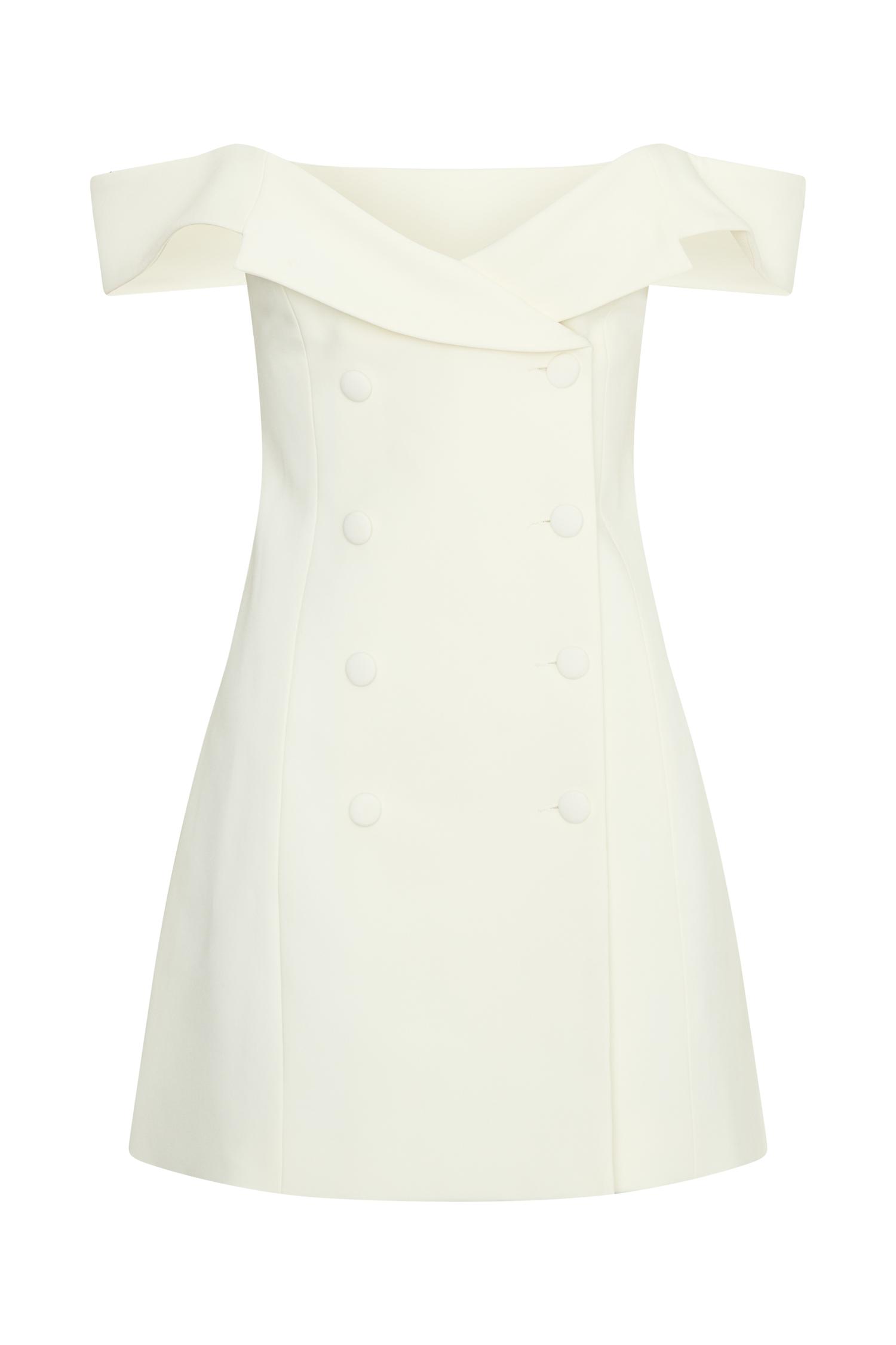 Noelle Off Shoulder Suiting Mini Dress - Ivory Product Image
