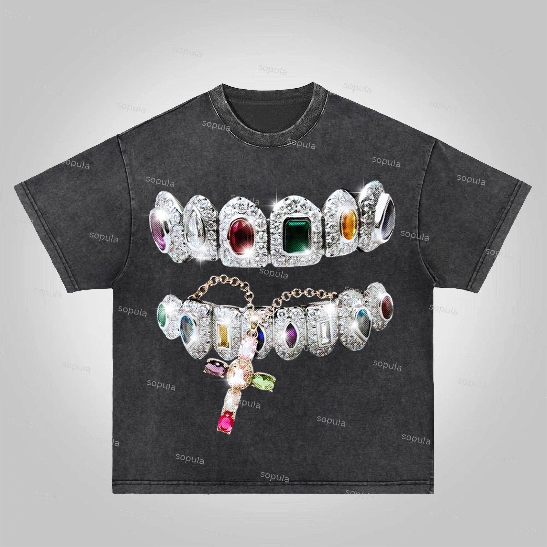 Sopula Vintage Diamond Cross Brace Graphic Acid Washed T-Shirt Product Image