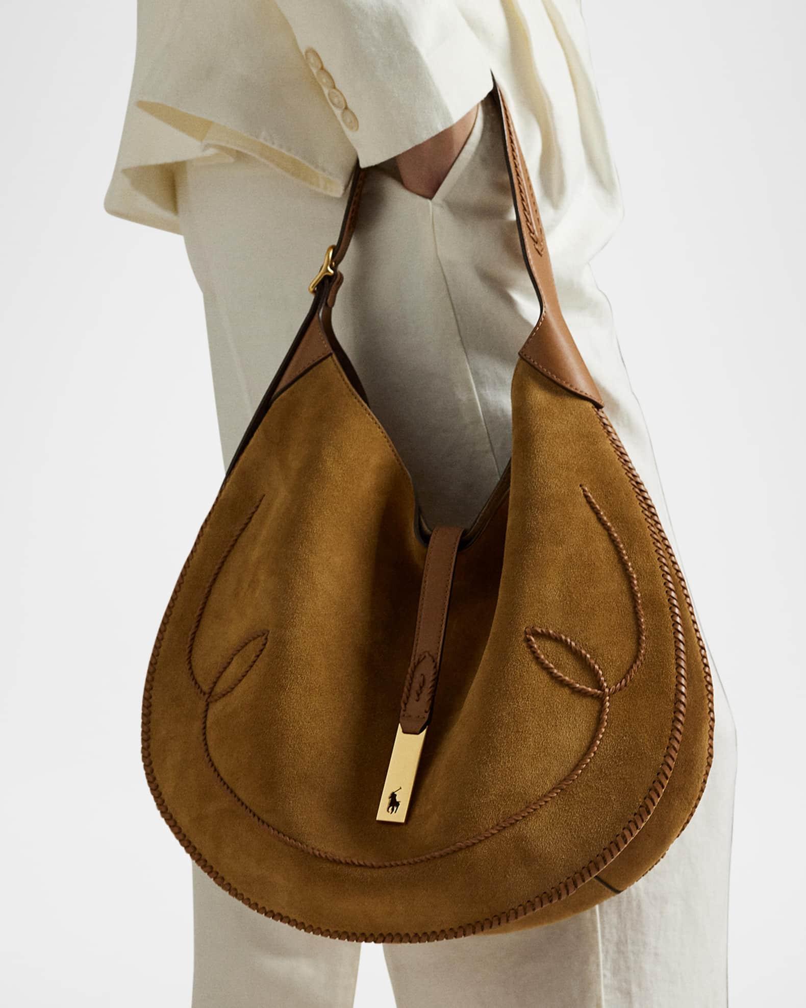 Polo ID Medium Whipstitch Suede Shoulder Bag Product Image