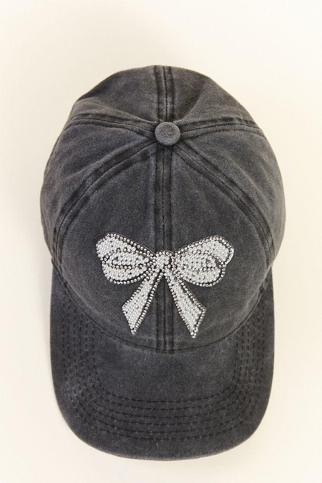 Black Pearl Bow Hat Girls Product Image