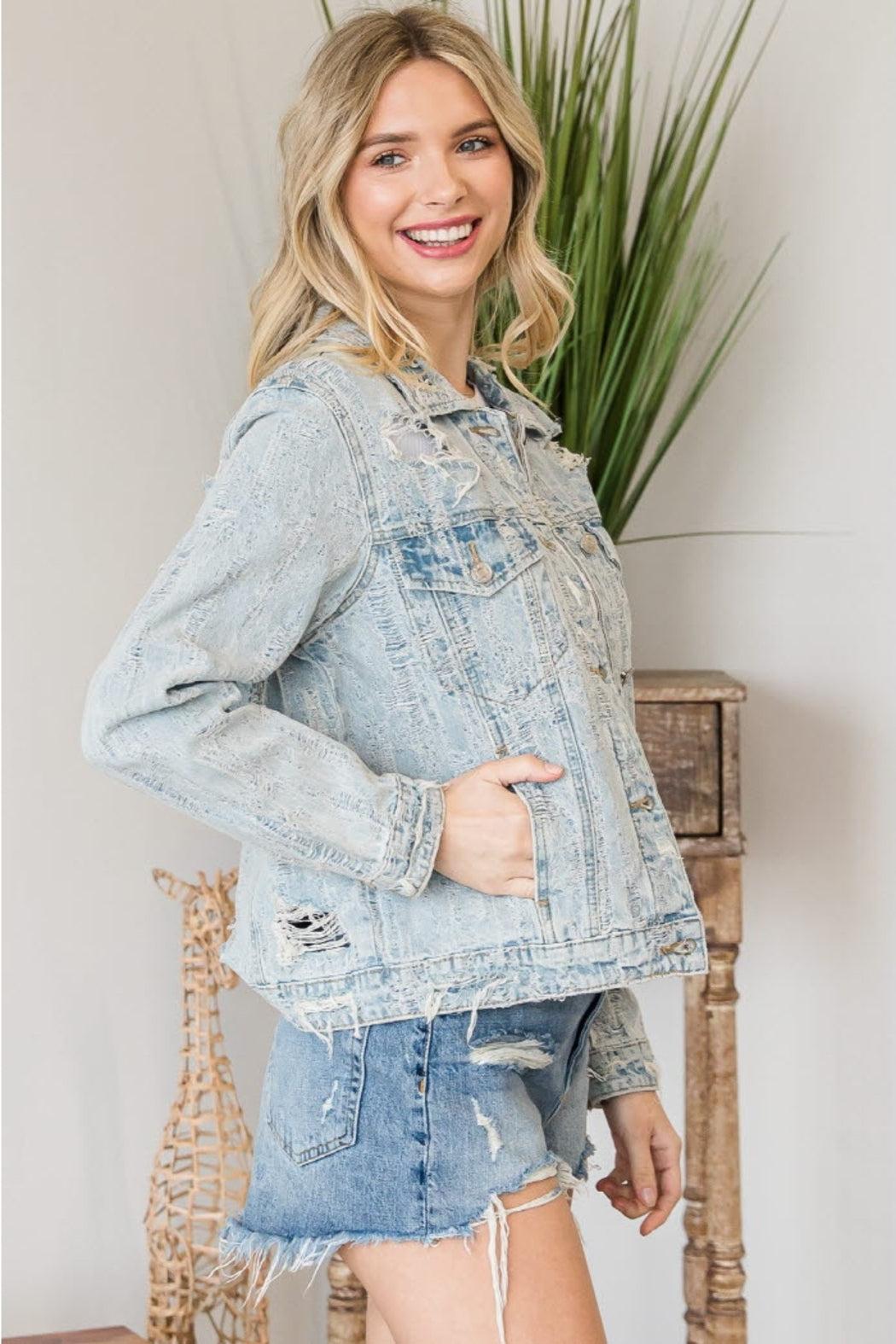 Distressed Denim Jacket Product Image