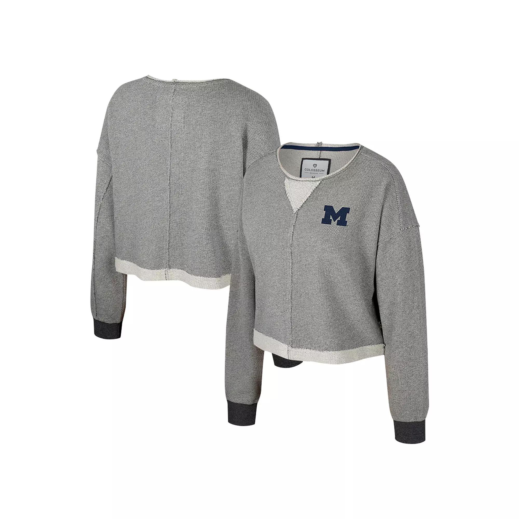 Women's Colosseum Charcoal Iowa Hawkeyes Magnum Scoop Neck Cropped Pullover Sweatshirt,  Product Image