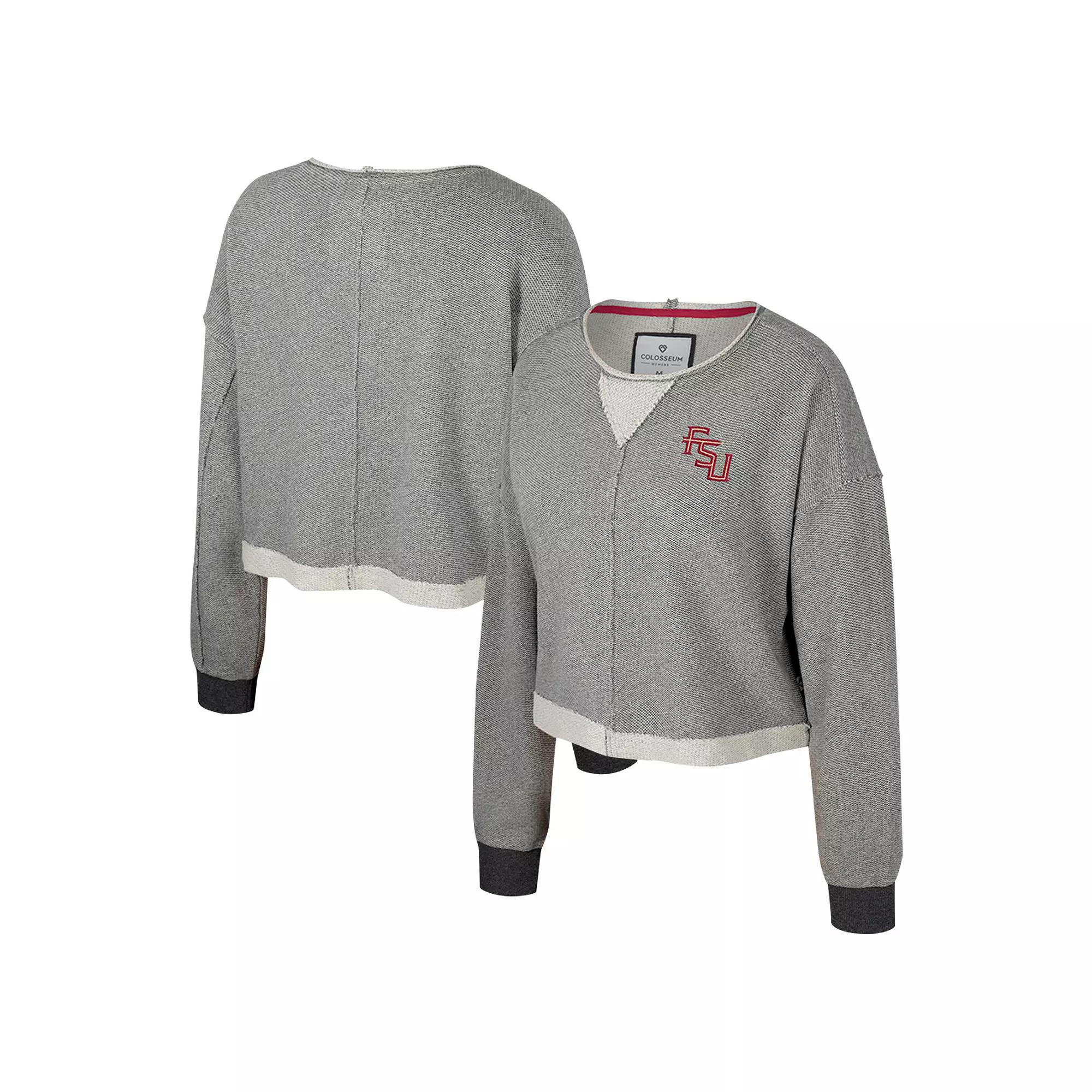 Women's Colosseum Charcoal Iowa Hawkeyes Magnum Scoop Neck Cropped Pullover Sweatshirt,  Product Image