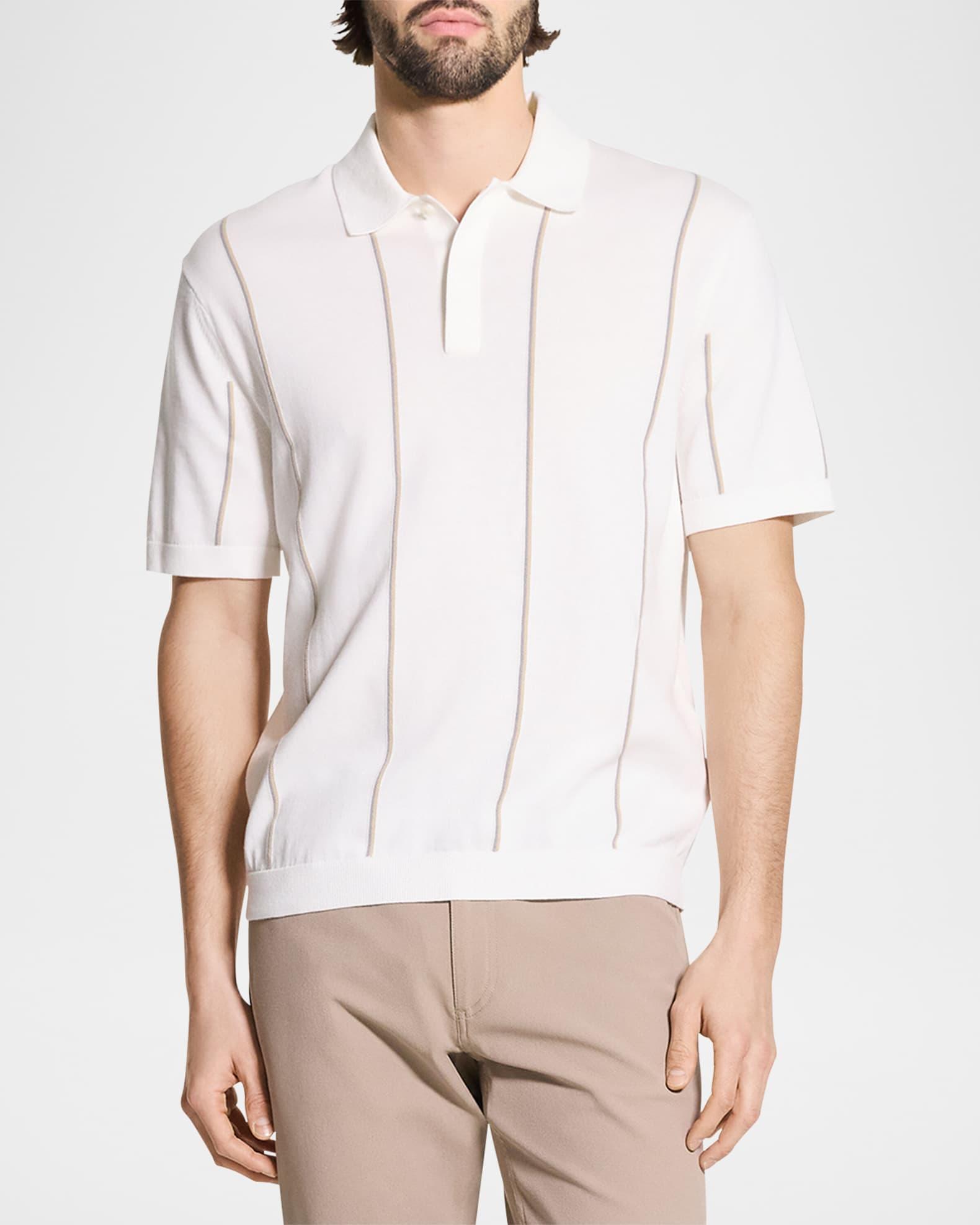 Men's Cotton Stripe Short-Sleeve Polo Sweater Product Image