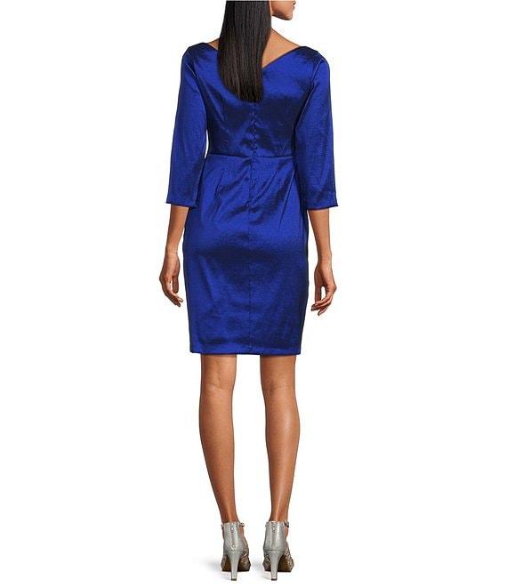 Alex Evenings Stretch Taffeta 3/4 Sleeve Hip Embellishment Sheath Dress Product Image