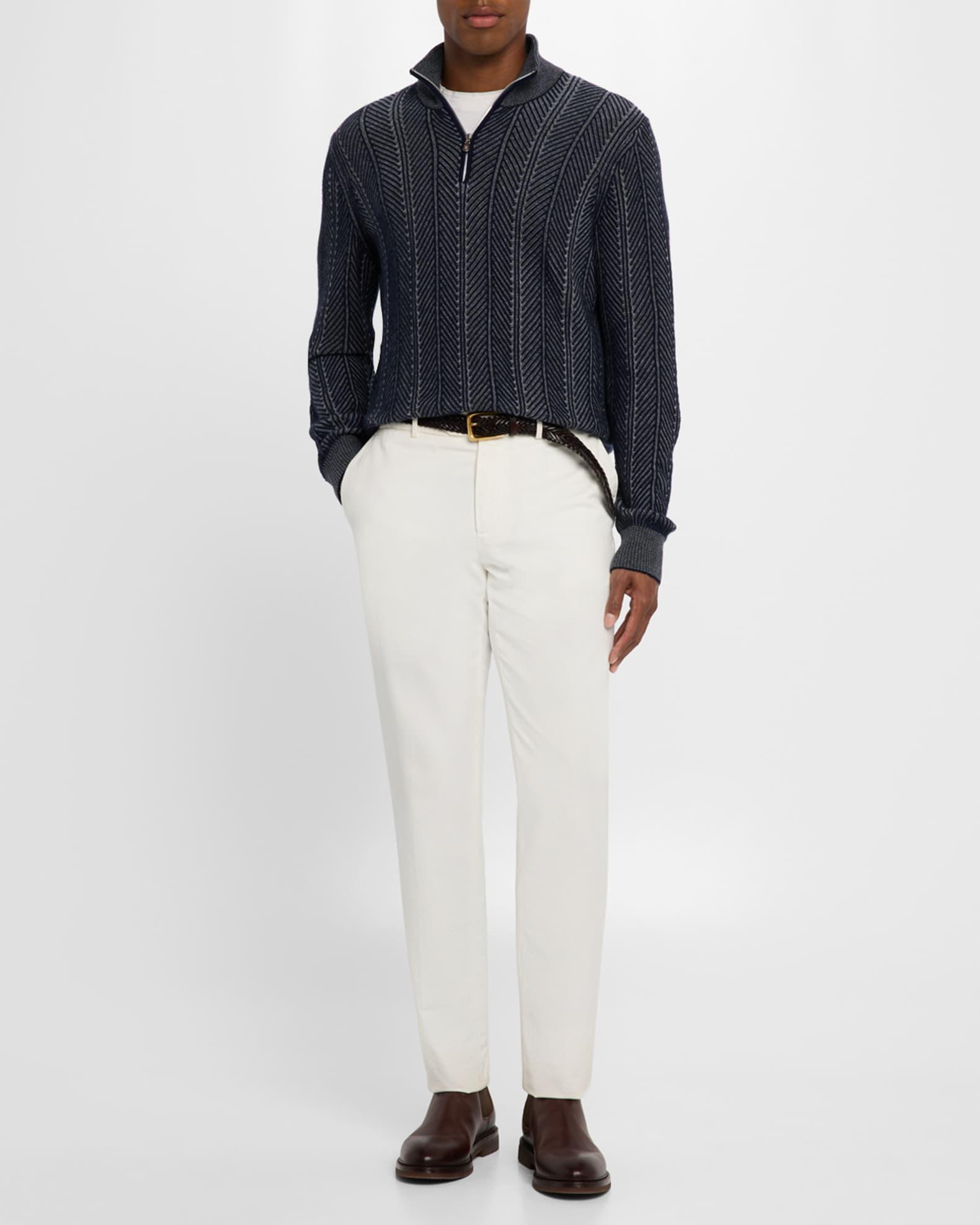 Men's Cashmere Chevron Vanise Quarter-Zip Sweater Product Image