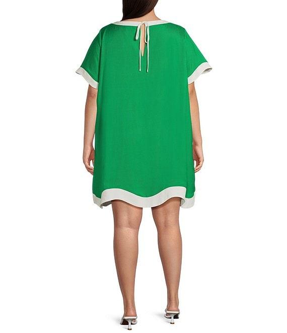 Sugarlips Plus Short Sleeve Linen Trim Textured Dress Product Image