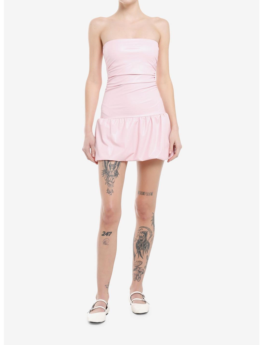 Pastel Pink Bubble Hem Mini Dress Product Image