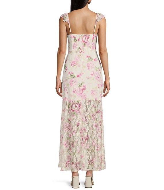 I.N. San Francisco Floral Print Sweetheart Neck Flutter Sleeve Wrap High-Low Dress Product Image