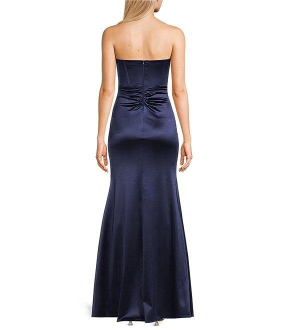 Honey and Rosie Sateen Sweetheart Neck Strapless Corset Long Dress Product Image