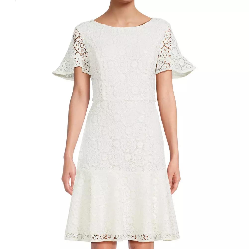 Women's Focus By Shani Lace Dress with Flounce Hem,  Product Image
