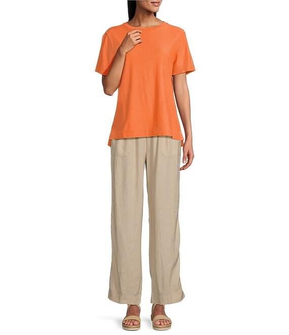 Westbound Smocked Waist Mid Rise Wide Leg Linen Pants Product Image