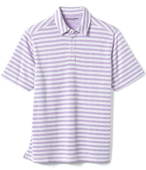 Johnston & Murphy Vintage Slub Stripe Short Sleeve Polo Shirt Product Image