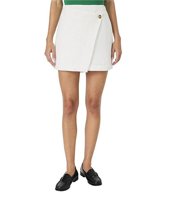 French Connection Birdie Linen High Waisted Overlap Wrap Mini Skirt Product Image