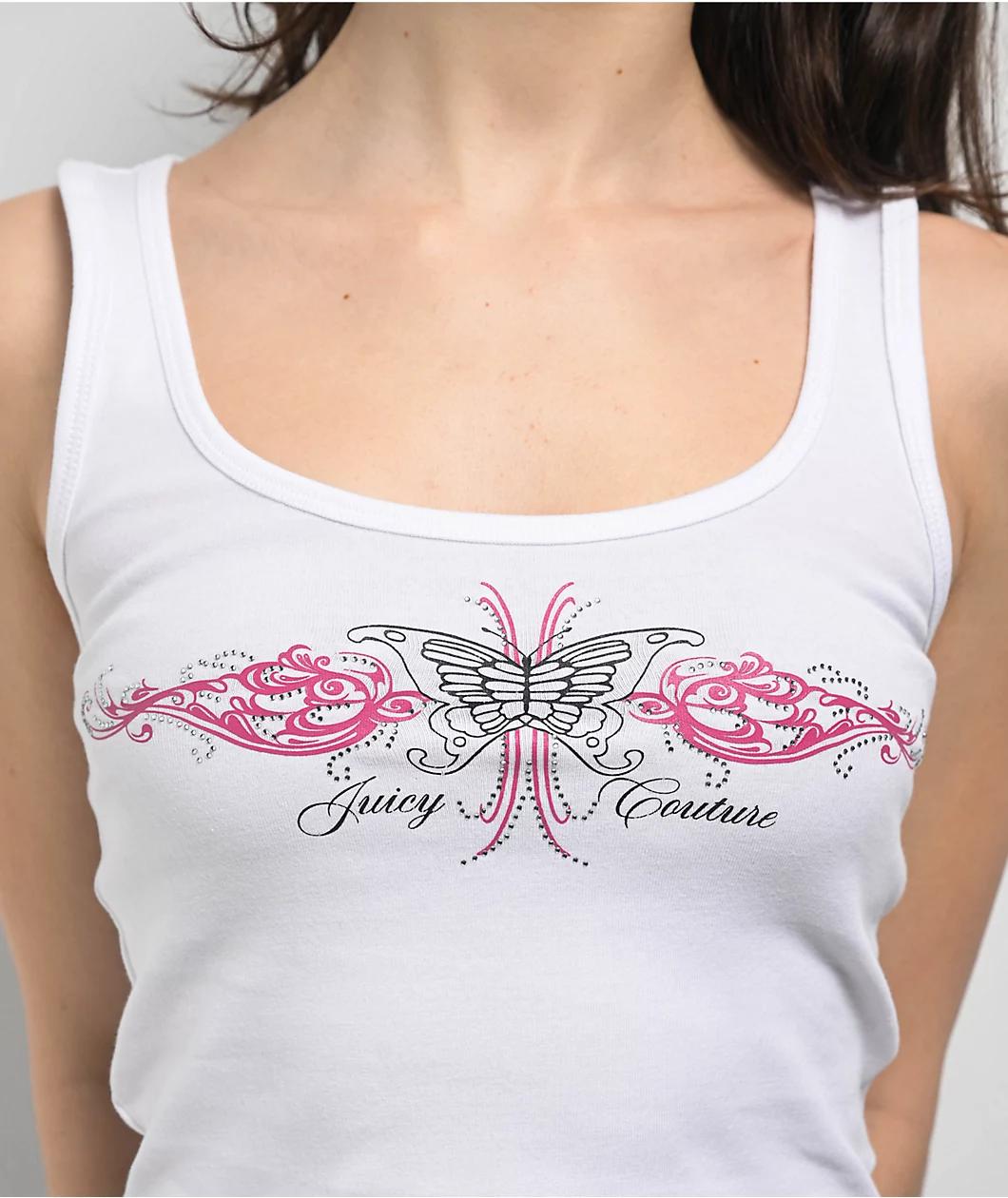 Juicy Couture Butterfly White Crop Tank Top Product Image