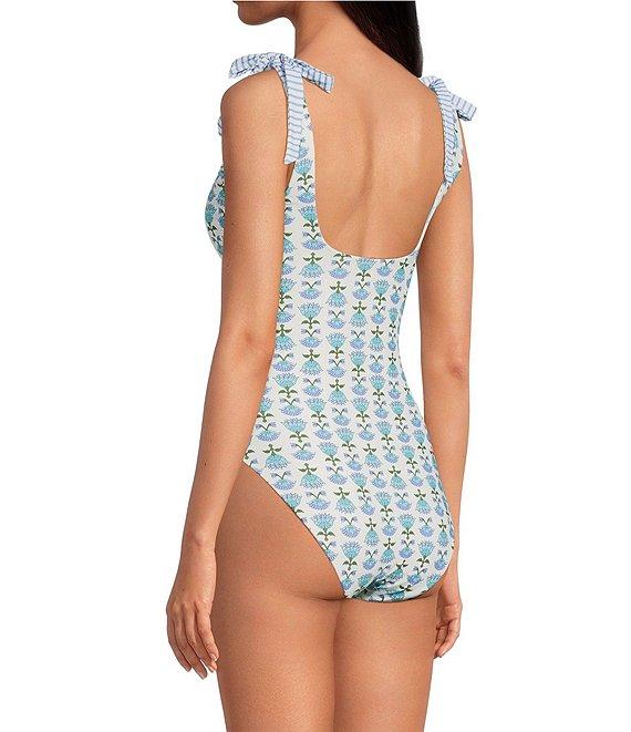 A Loves A Reversible Chevron Flower Bandeau Tie Shoulder One Piece Swimsuit Product Image