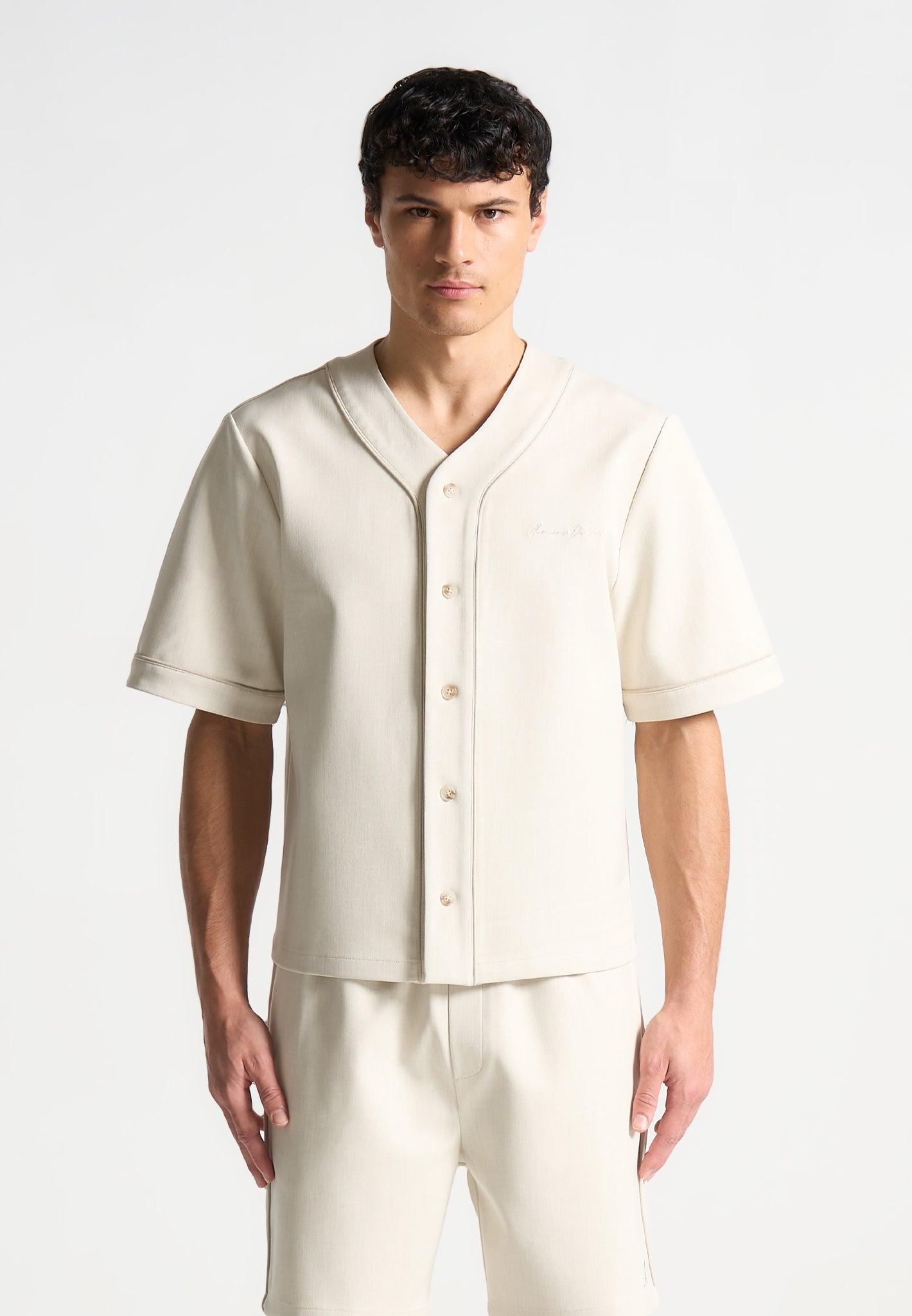 Signature Boxy Baseball Shirt - Beige Male Product Image