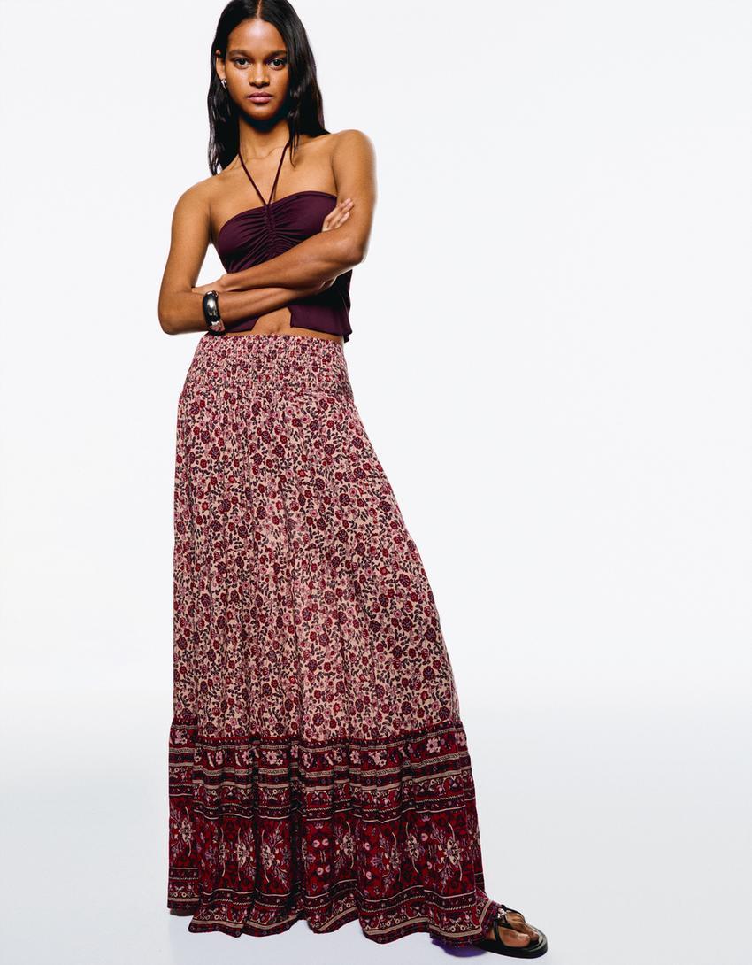 Printed maxi boho skirt Product Image
