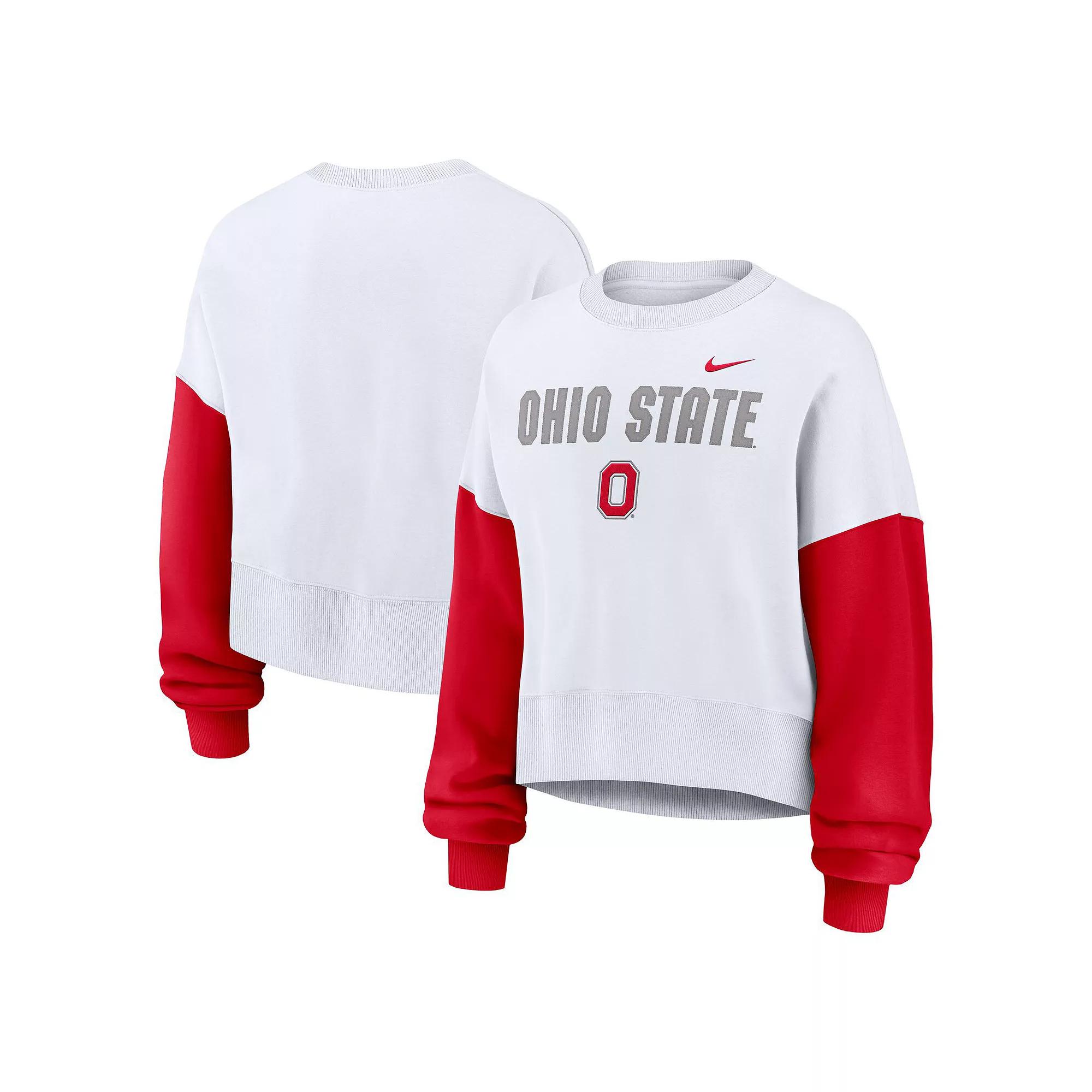 Women's Nike White Ohio State Buckeyes Color-Block Over Product Image