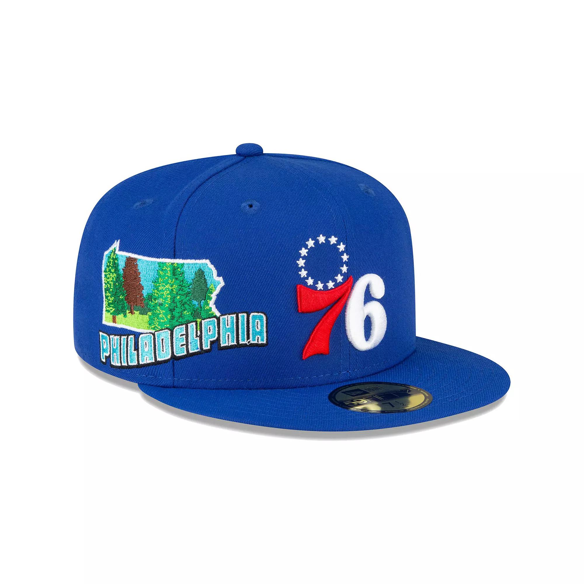 Men's New Era Royal Philadelphia 76ers Stateview 59FIFTY Fitted Hat,  Product Image