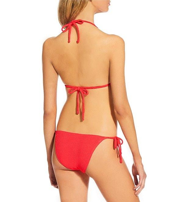 GB Solid Scrunchie Textured Lettuce Edge Tie Side Hipster Swim Bottom Product Image