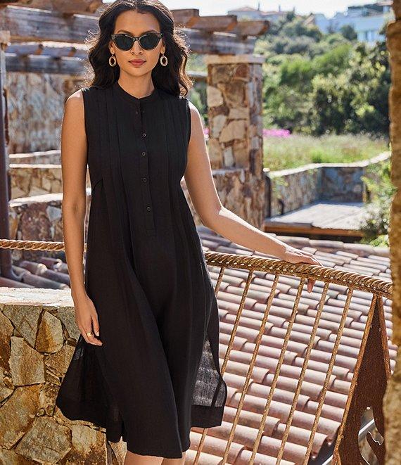 Miraclesuit Pleated Sleeveless Button Front Beach Dress Swim Cover-Up Product Image