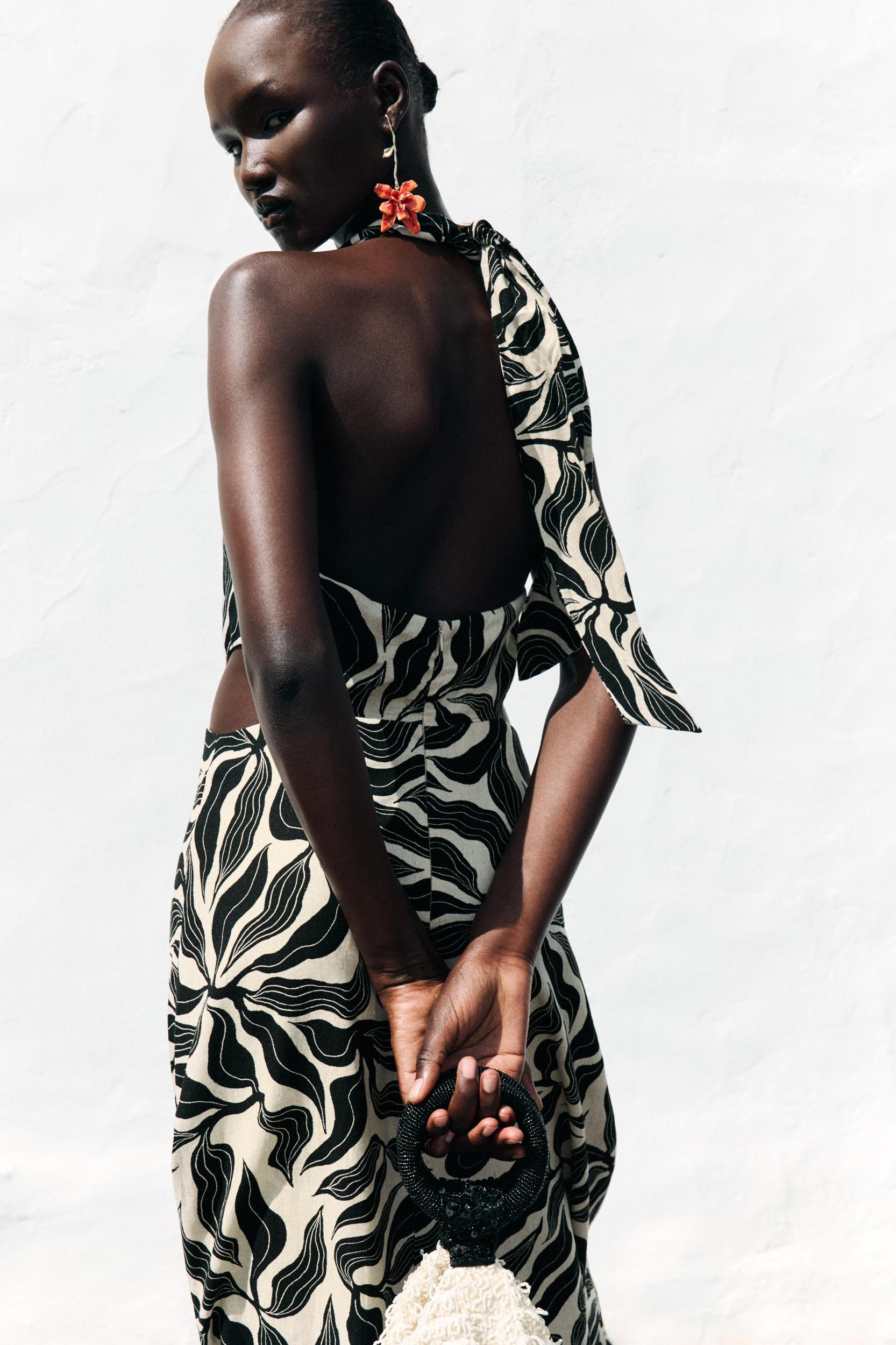 LINEN HALTER MIDI DRESS Product Image