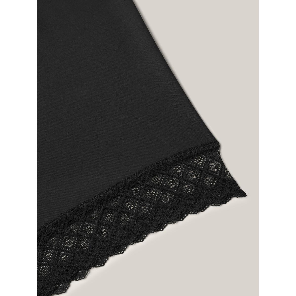 Plus Size Supersoft Lace Detail Skinny Fit Tights Women Black Elegant High stretch Skinny Mid Rise Everyday Leggings BloomChic 18-20/2X Product Image