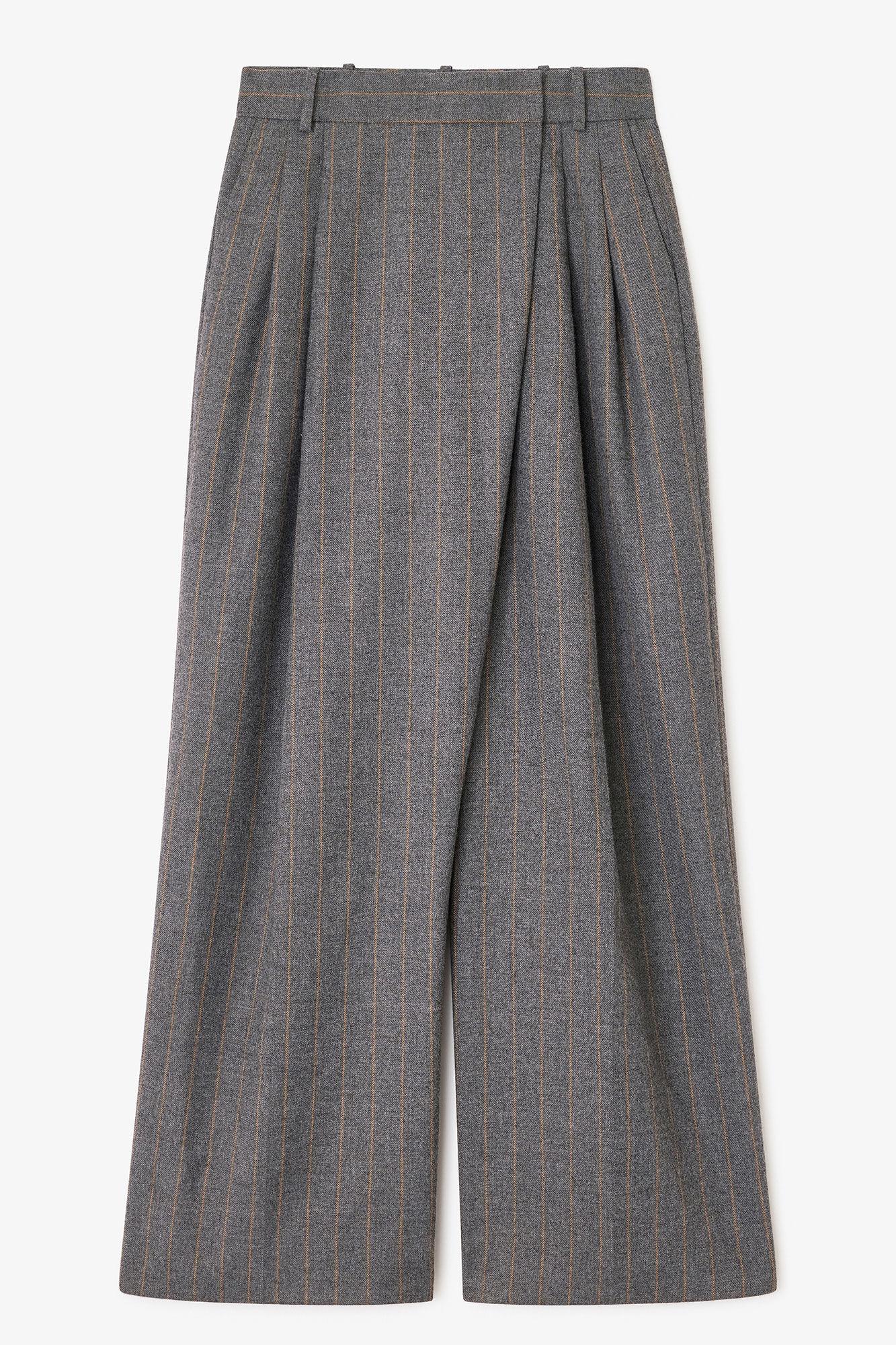 Grey Stripe Cross-over Pants Product Image