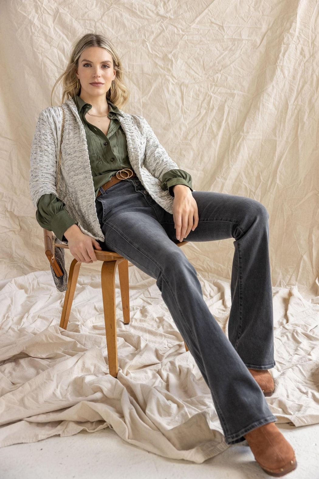 Marled Ivory Waffle Jacket Product Image