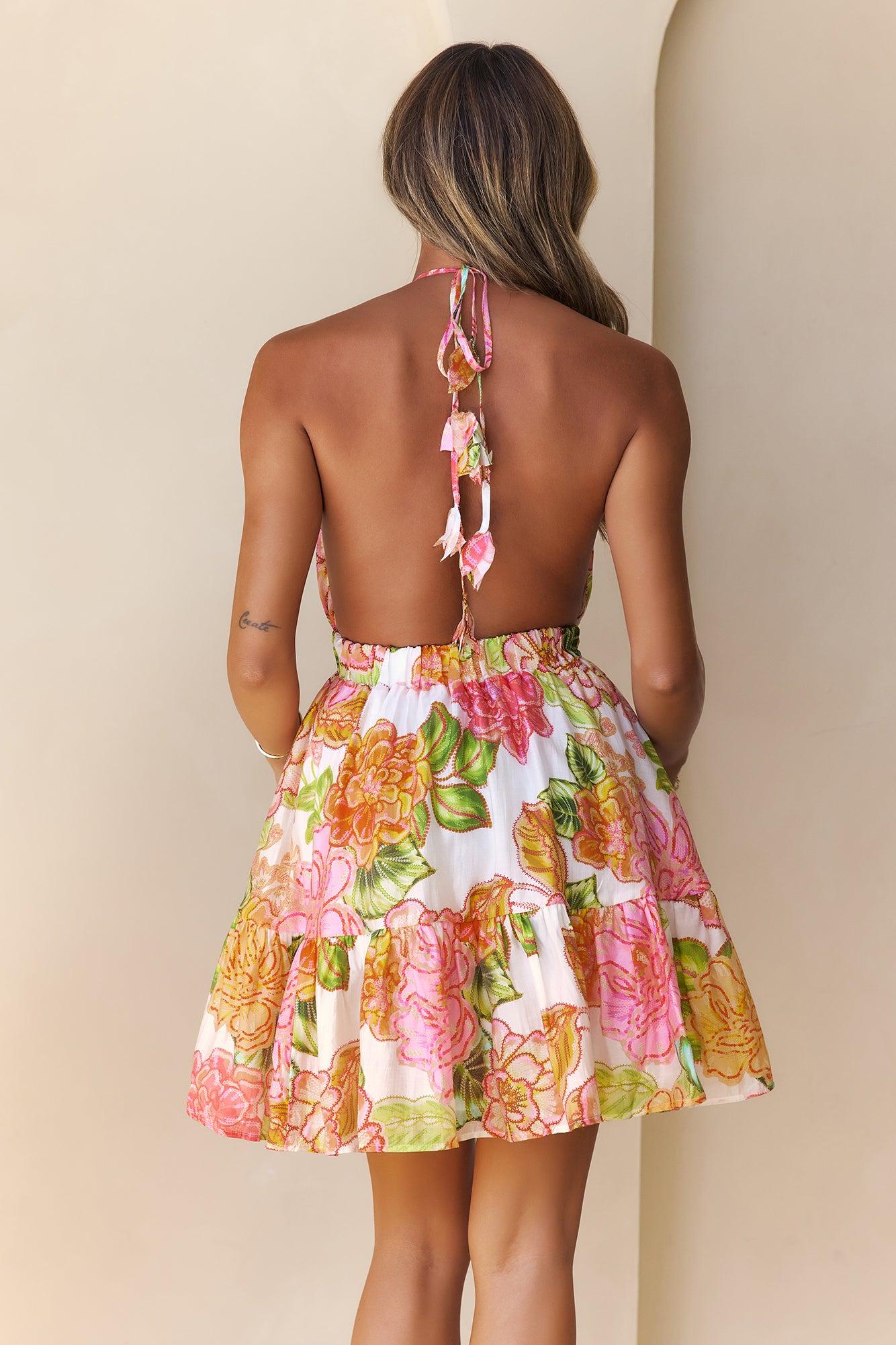 Petal Perfection Halter Mini Dress Floral Product Image
