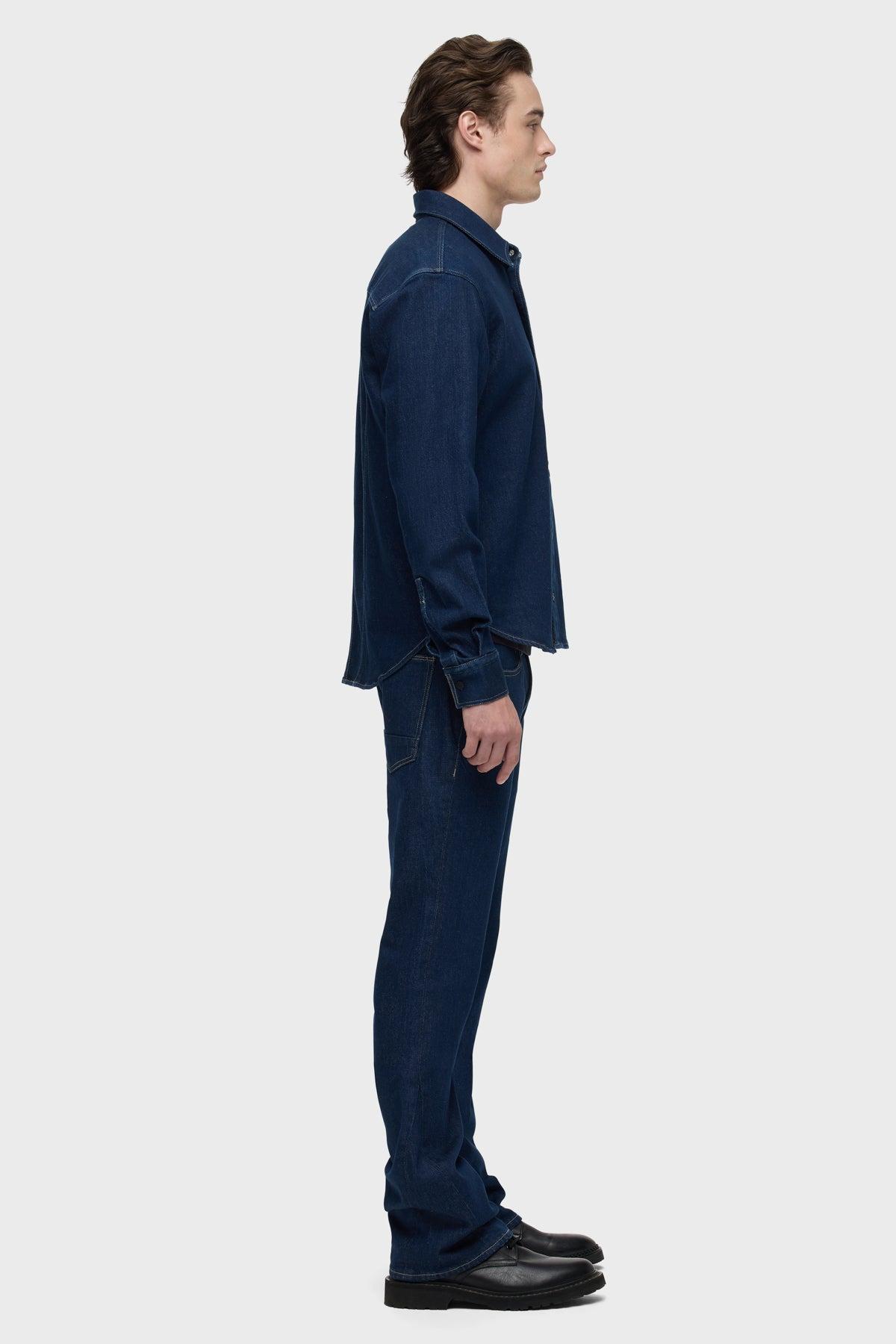 Long Sleeve Denim Shirt Male Product Image