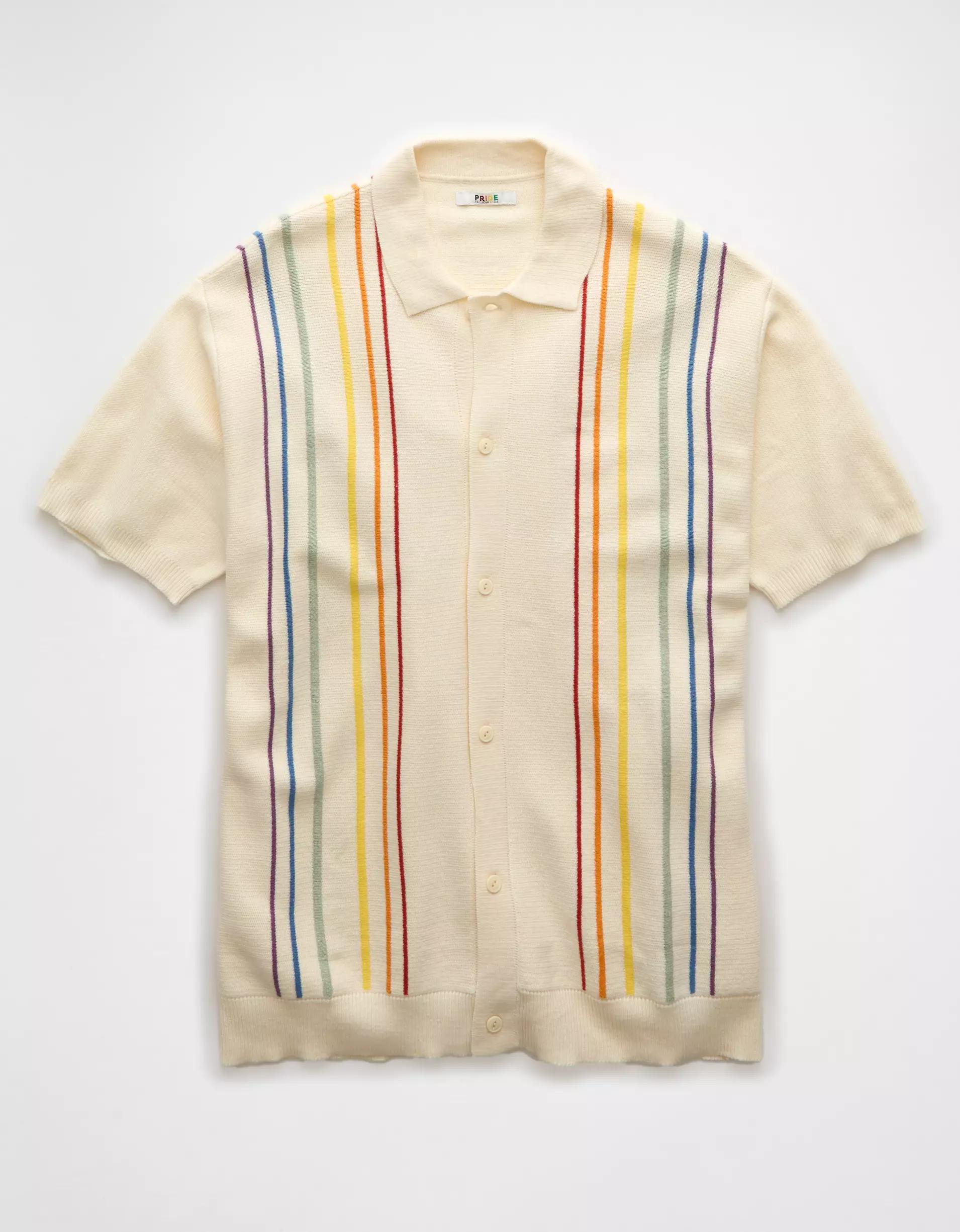 AE Pride Weekend Button-Up Sweater Polo Shirt Product Image