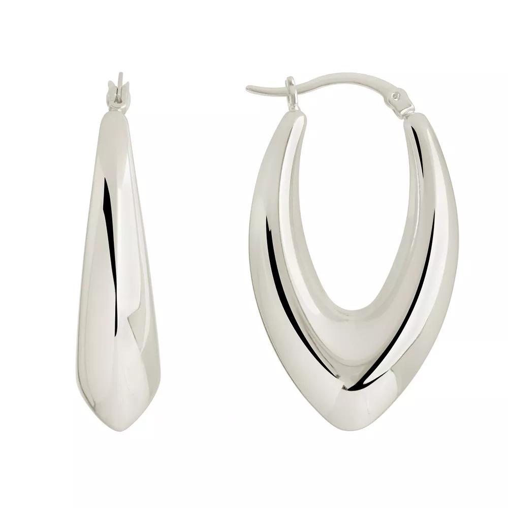 MC Collective V-Drop Hoop Earrings, Women's, Silver Tone Product Image