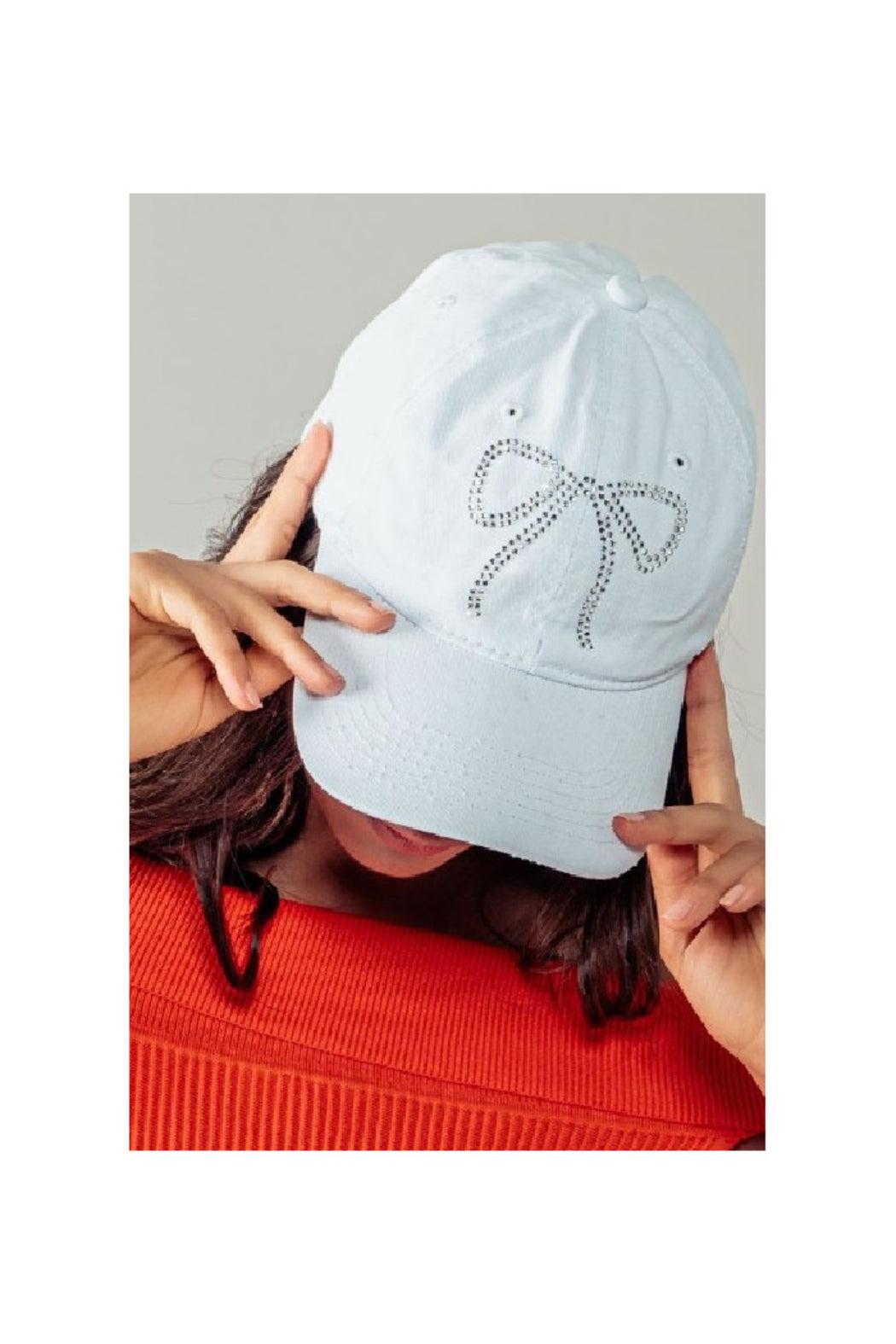 Rhinestone Bow Embellished Baseball Cap Product Image