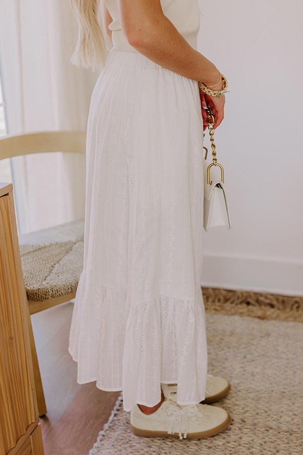 The Natalia High Waist Eyelet Midi Skirt Product Image