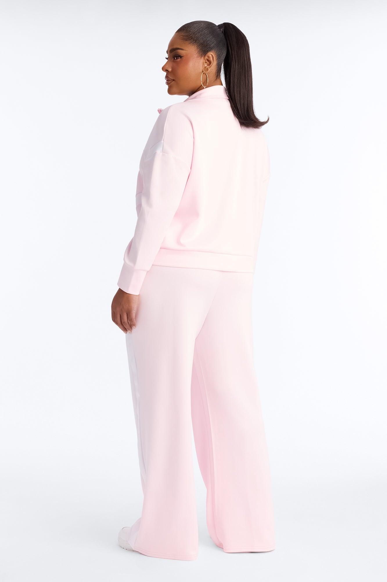 Stacy Scuba Zip Up Pant Set - Pink Female Product Image