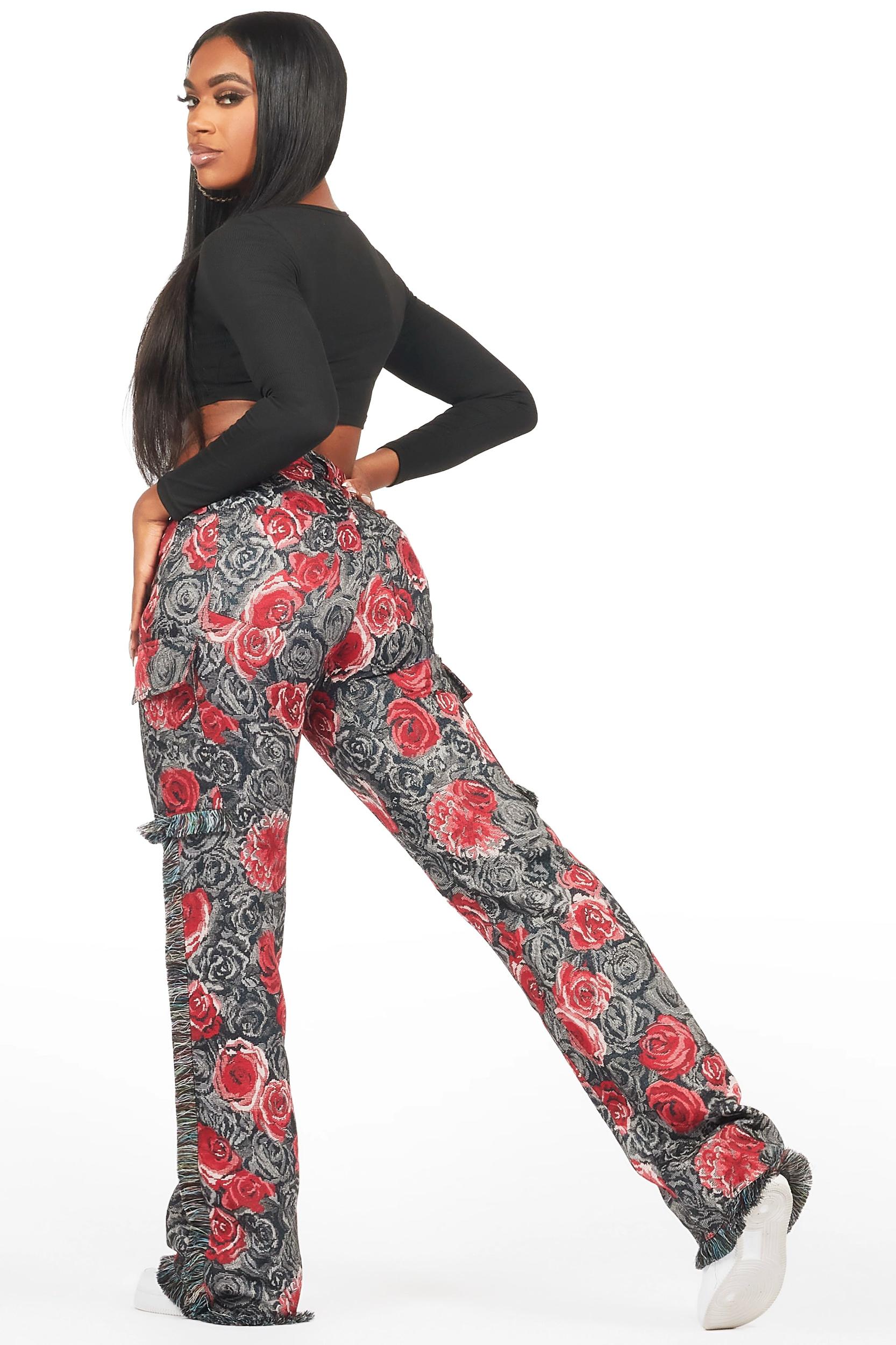 Darresha Black/Red Floral Tapestry Stacked Pant Female Product Image