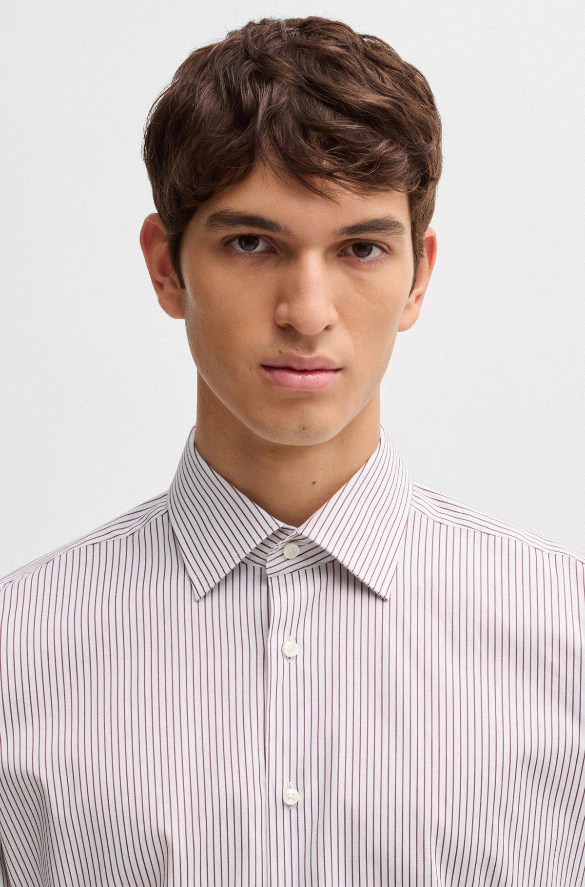 Regular-fit shirt in easy-iron stretch cotton Product Image