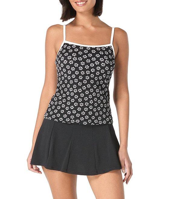 Beach House Texture Pique Ditsy Floral Square Neck Underwire Tankini Swim Top Product Image