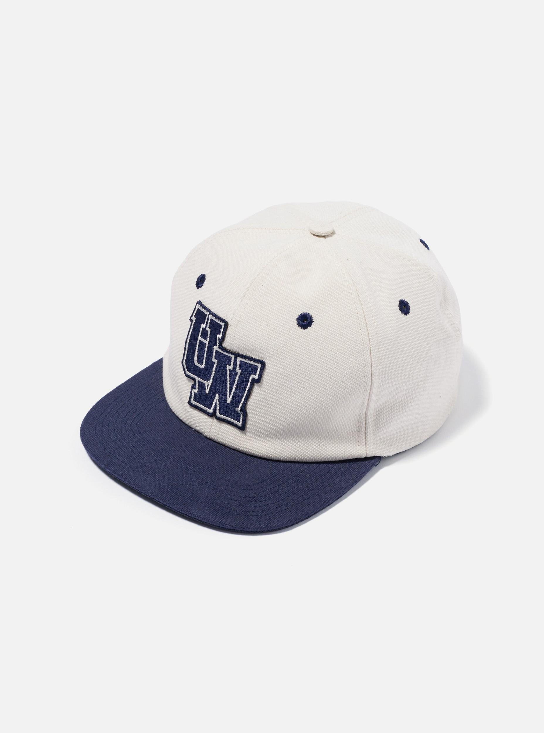 Universal Works Baseball Hat in Ecru/Navy Canvas Product Image