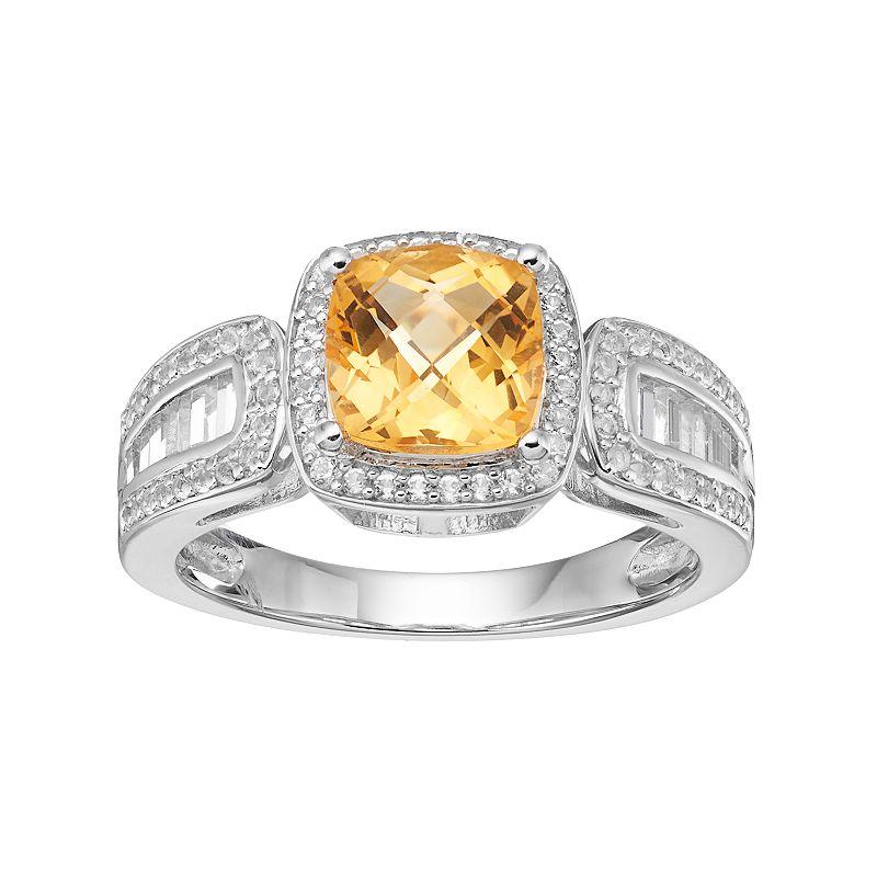 MASTERPIECE Sterling Silver Citrine & Lab-Created White Sapphire Halo Ring, Women's,  Product Image