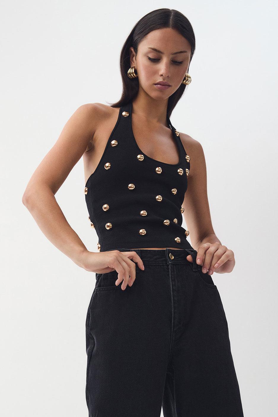 Leah Knit Halter Top Product Image