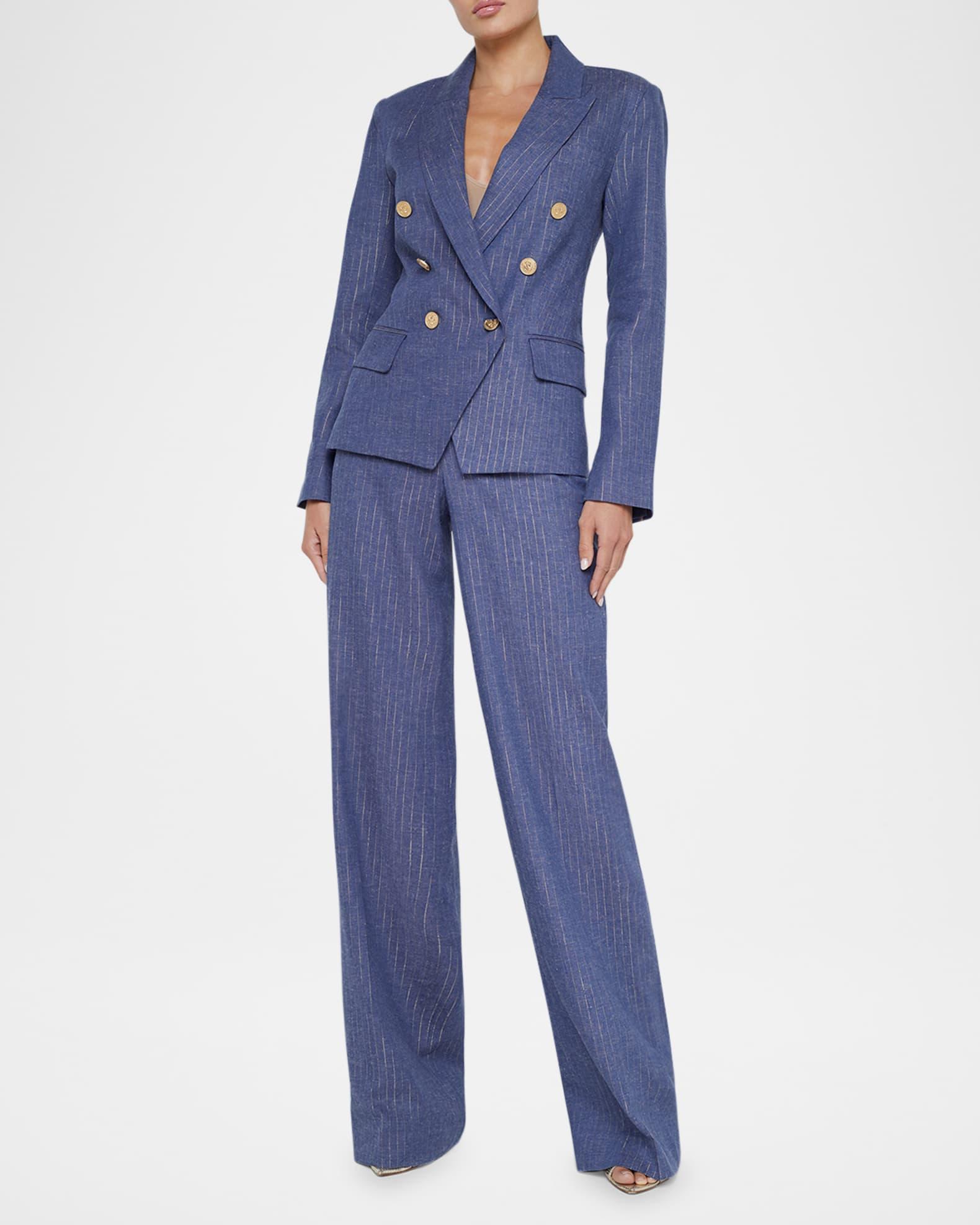 Livvy Metallic Pinstripe Straight-Leg Trousers Product Image