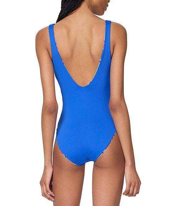 kate spade new york Reversible Scoop Neck Front Bow Accent One Piece Swimsuit Product Image