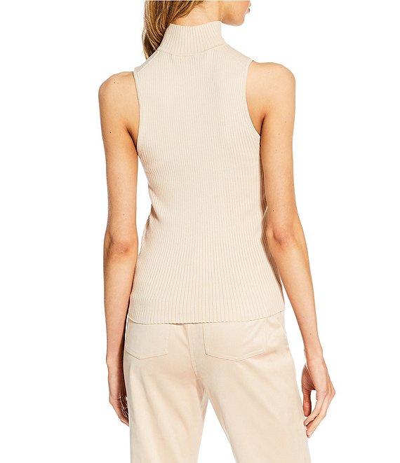 Trina Turk Westhampton Ribbed Knit Turtleneck Sleeveless Top Product Image