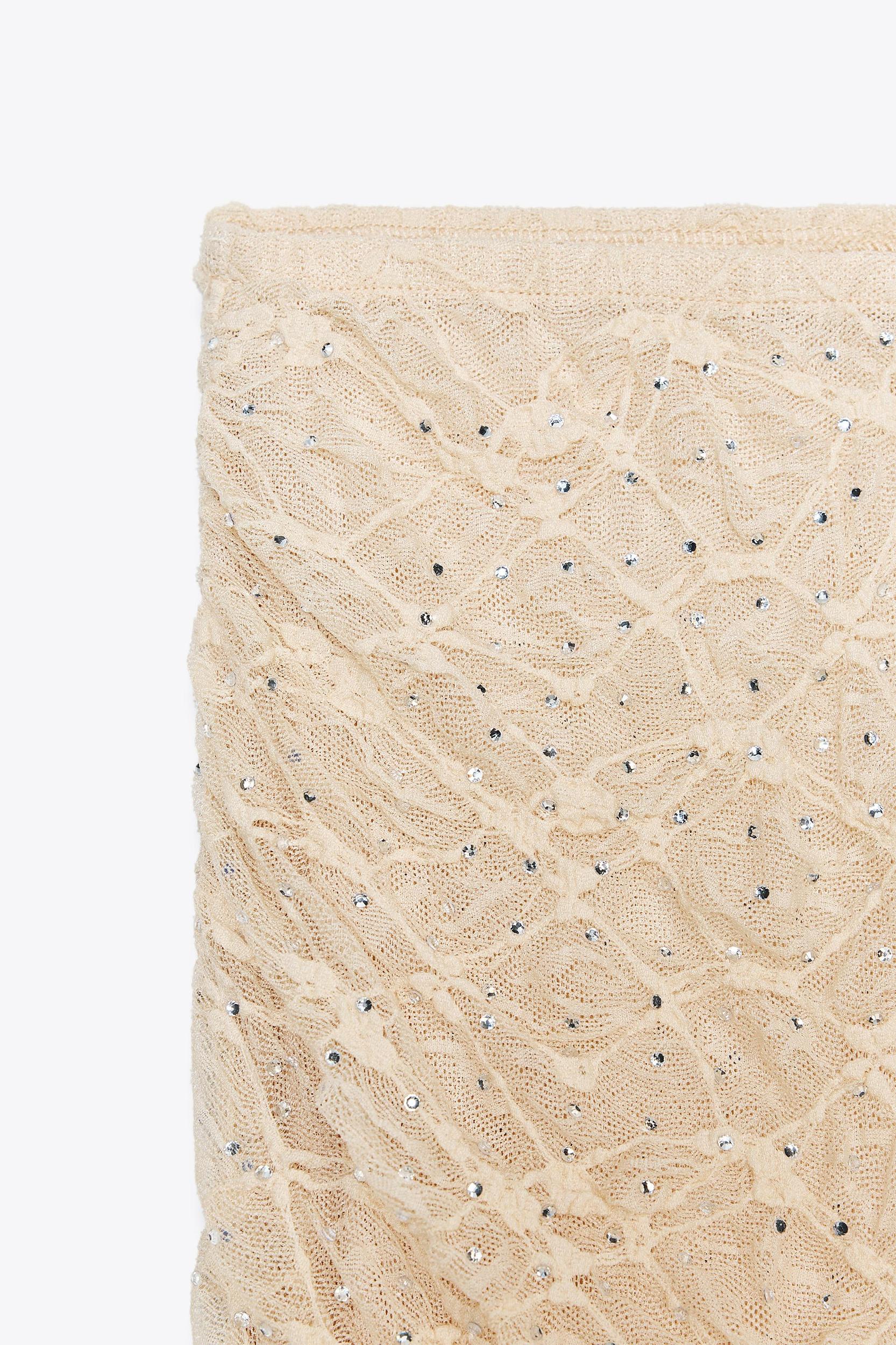 DRAPED LACE RHINESTONE SKIRT Product Image