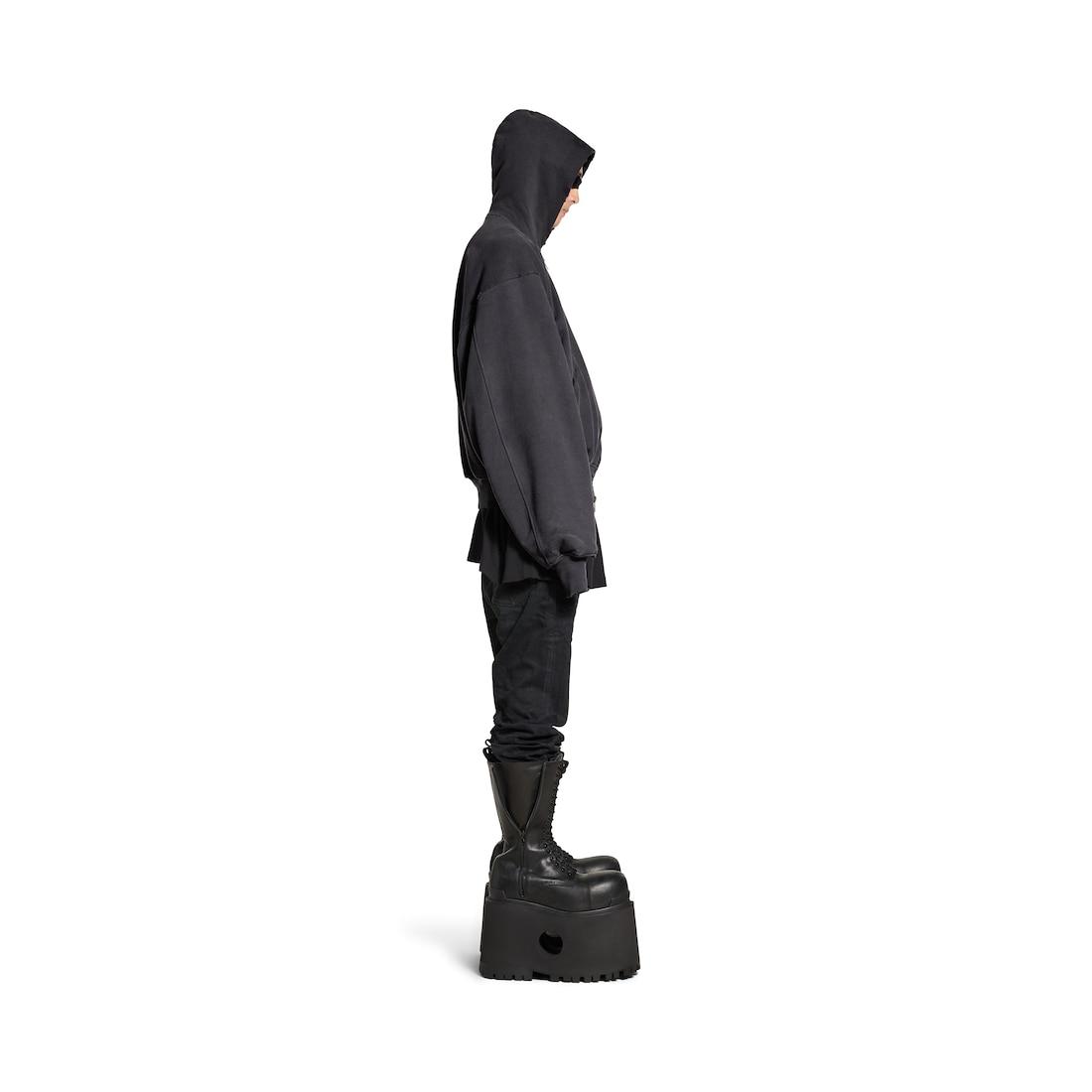 Men's Hooded Bomber in Black Faded Product Image