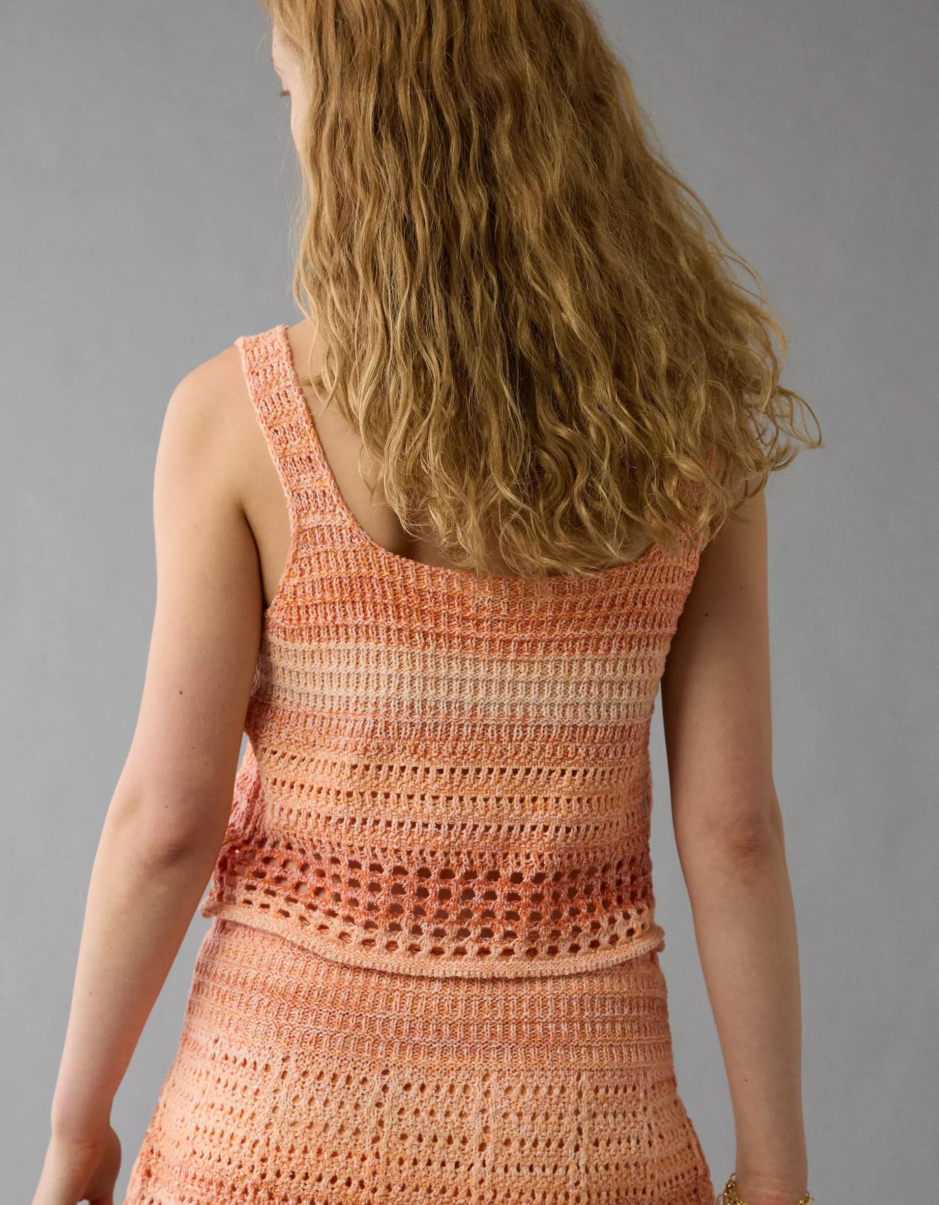 AE Space Dye Cropped Crochet Tank Top Product Image